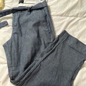 Banana Republic pinstripe tie waist cropped pants